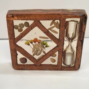 Vintage Acrylic Lucite Dried Flower Sand Hourglass Egg Timer Retro Mod Kitchen